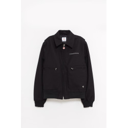 CASABLANCA BLACK BONDED WOOL BLEND JACKET